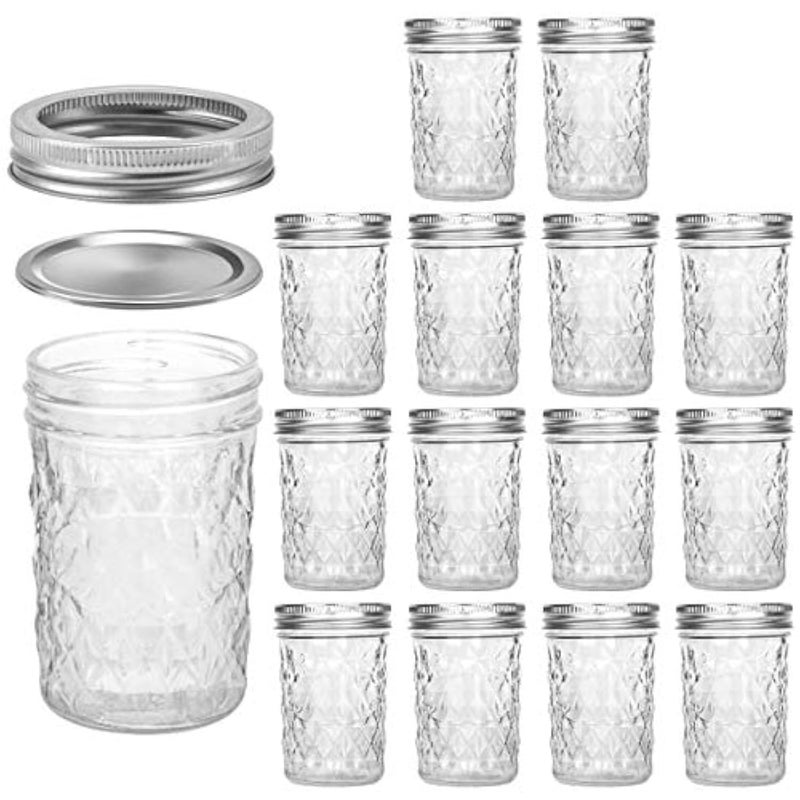 VERONES Mason Jars 8 OZ, 8 OZ Canning Jars Jelly Jars With Regular Lids, Ideal for Jam, Honey, Wedding Favors, Shower Favors, 15 PACK - Image 1